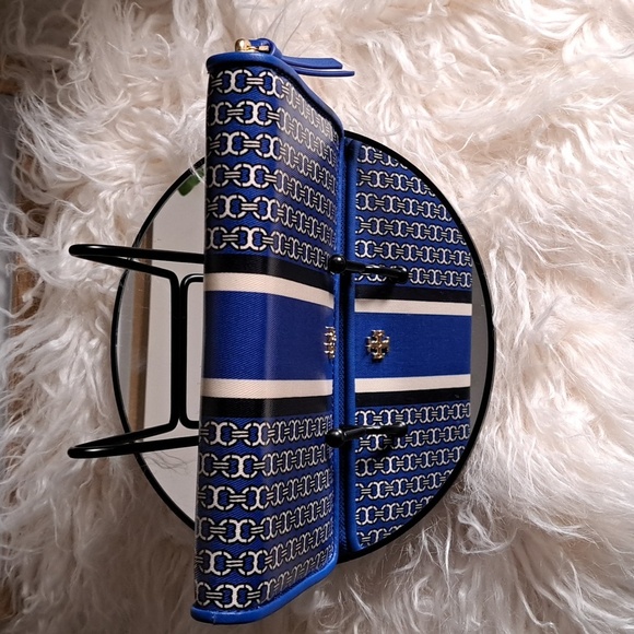 Tory Burch NWTs Gemini Link Royal Blue Continental Wallet - Picture 7 of 11